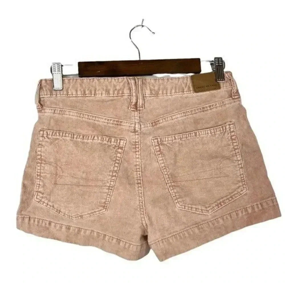 American Eagle AEO Pink Corduroy High Rise Mom Shorts 4